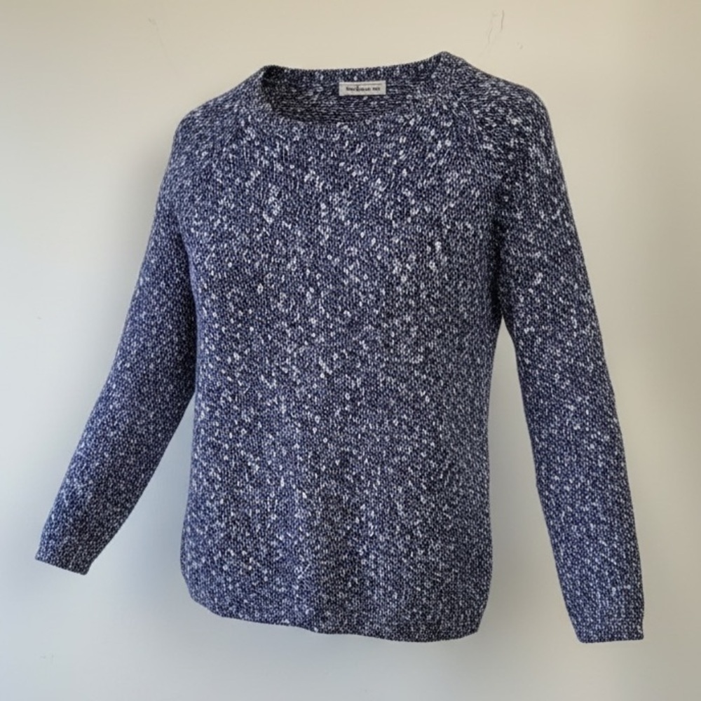 Talbots Vintage Blue and White Cotton Sweater, stretch, sustainable